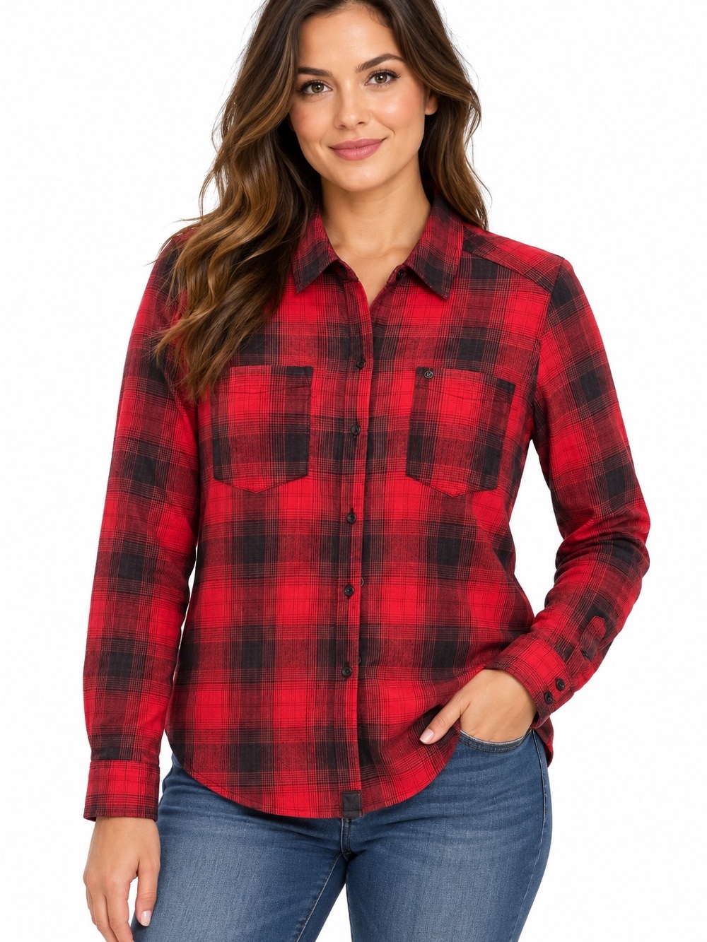 Hurley Red and Black Plaid Button-Down Shirt - Women’s Flannel - 1122